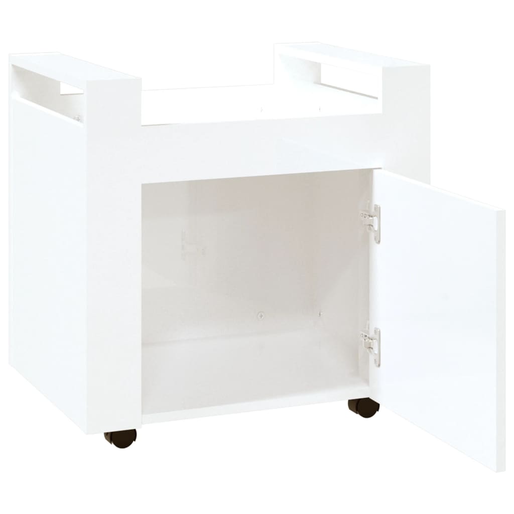 Chariot de bureau blanc brillant 60x45x60 cm en bois