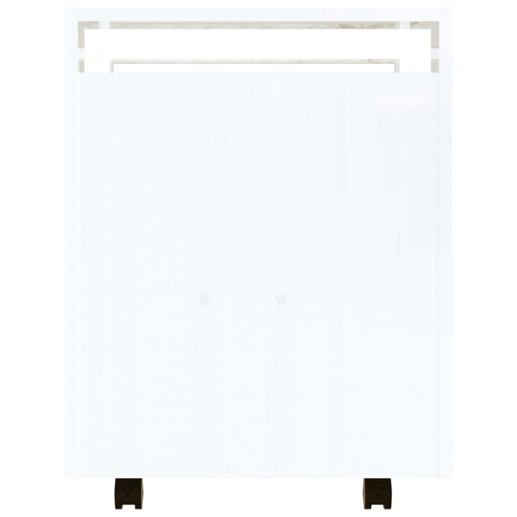 Chariot de bureau blanc brillant 60x45x60 cm en bois