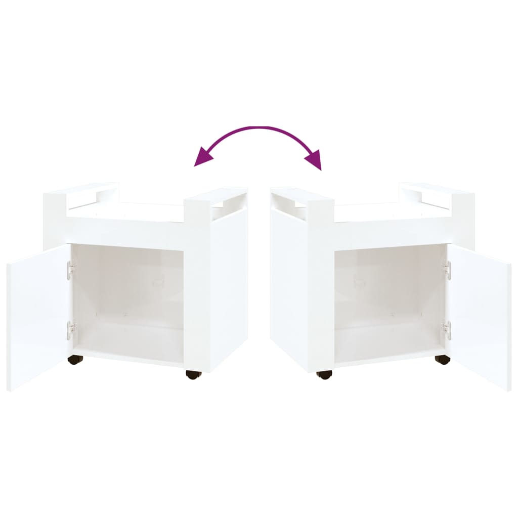 Chariot de bureau blanc brillant 60x45x60 cm en bois
