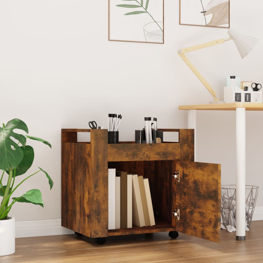 Desserte de bureau chêne fumé 60x45x60 cm matière bois