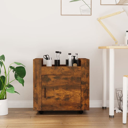 Desserte de bureau chêne fumé 60x45x60 cm matière bois