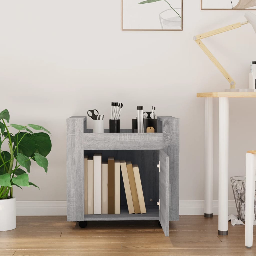 Chariot de bureau gris Sonoma 60x45x60 cm en bois
