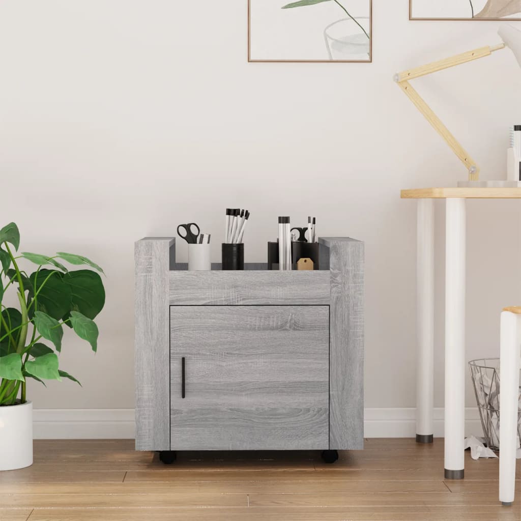 Chariot de bureau gris Sonoma 60x45x60 cm en bois