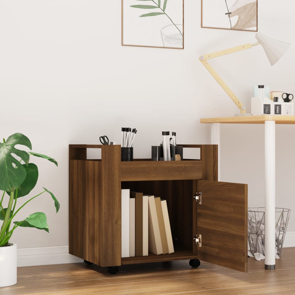 Desserte de bureau aspect chêne marron 60x45x60 cm en bois