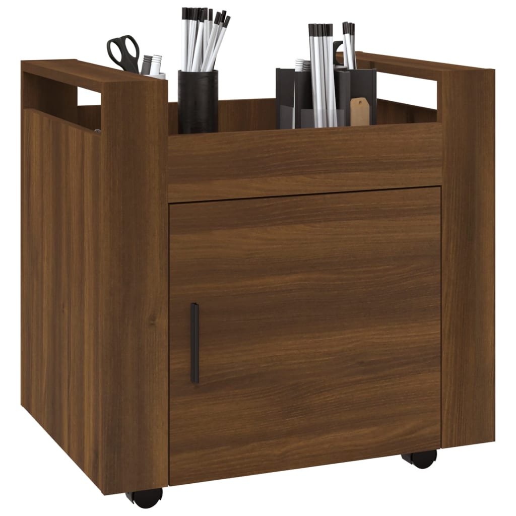 Desserte de bureau aspect chêne marron 60x45x60 cm en bois