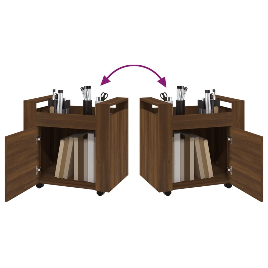 Desserte de bureau aspect chêne marron 60x45x60 cm en bois