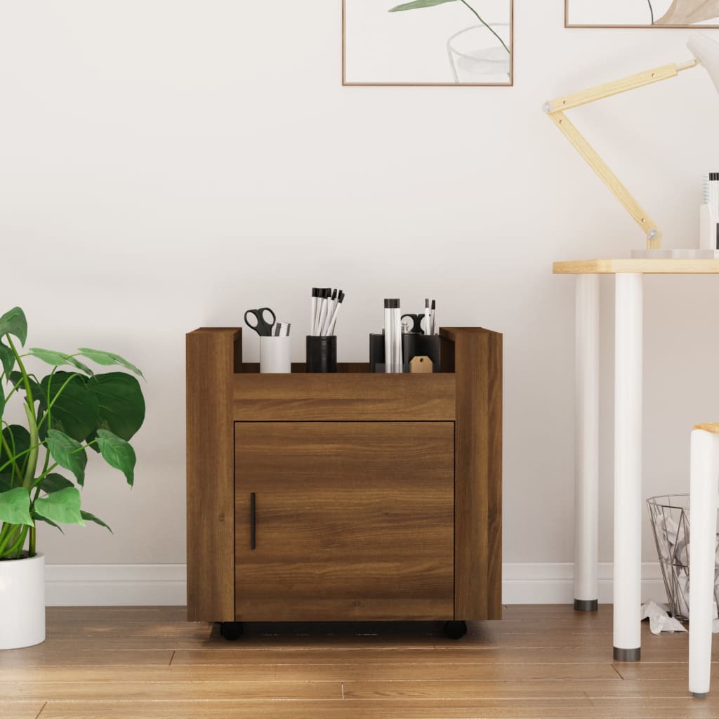 Desserte de bureau aspect chêne marron 60x45x60 cm en bois