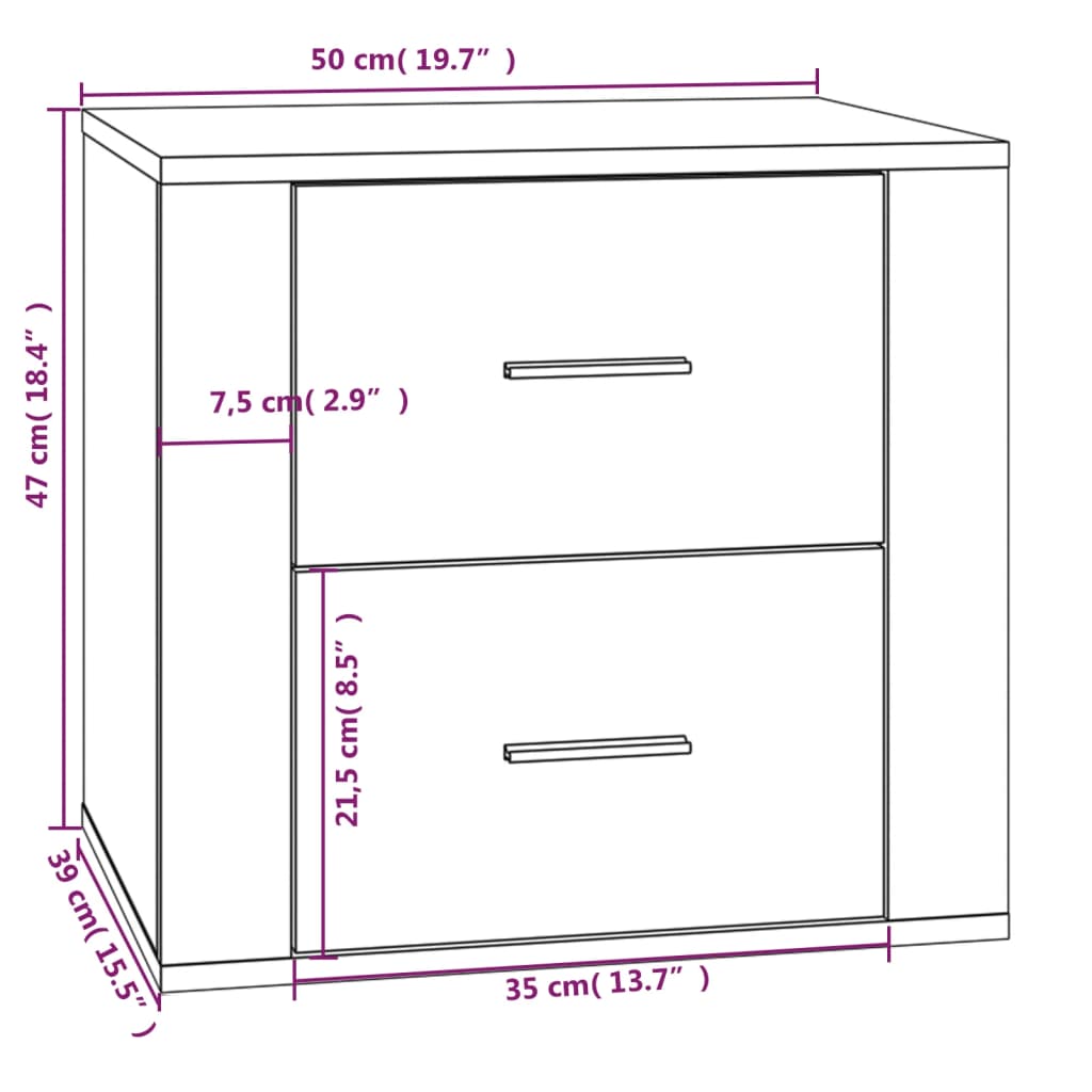 Table de chevet aspect chêne marron 50x39x47 cm