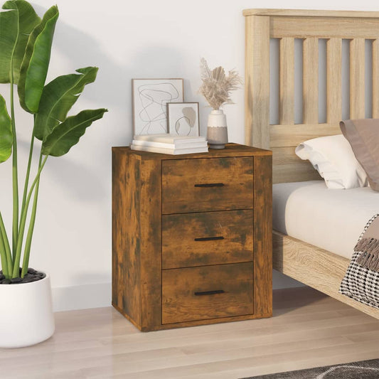 Bedside table smoked oak 50x36x60 cm wood material