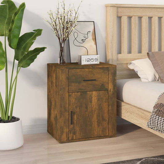 Bedside table smoked oak 50x36x60 cm wood material