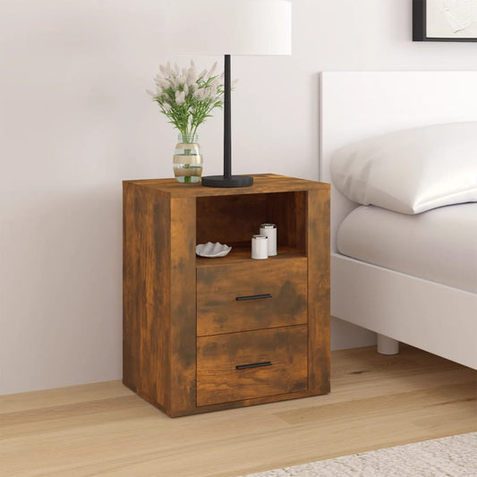 Bedside table smoked oak 50x36x60 cm wood material