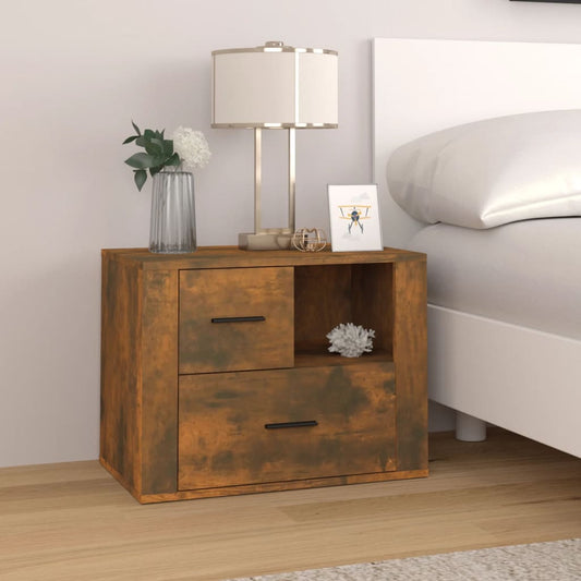 Bedside table smoked oak 60x36x45 cm wood material