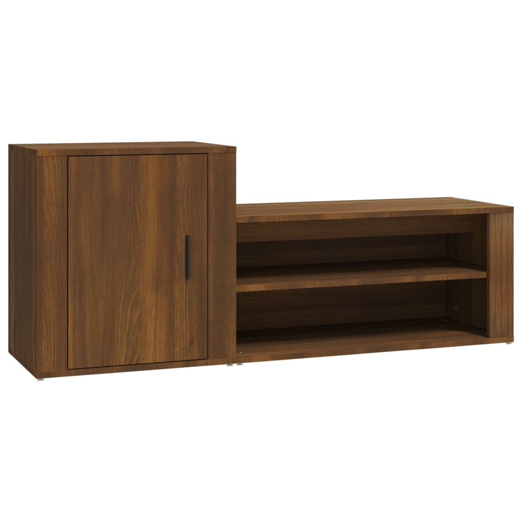 Shoe Cabinet Brown Oak Look 130x35x54 cm Wood Material
