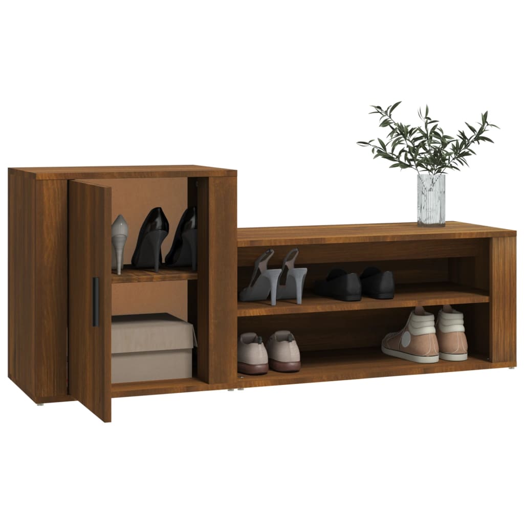 Shoe Cabinet Brown Oak Look 130x35x54 cm Wood Material