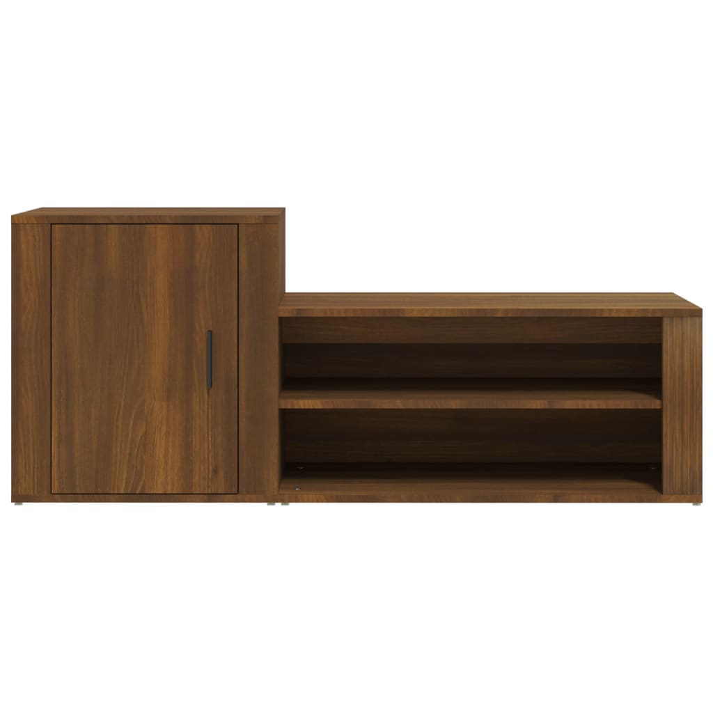 Shoe Cabinet Brown Oak Look 130x35x54 cm Wood Material