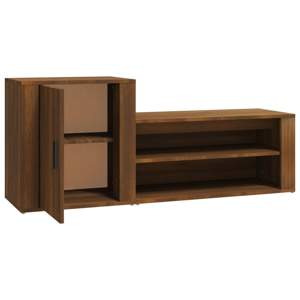 Shoe Cabinet Brown Oak Look 130x35x54 cm Wood Material