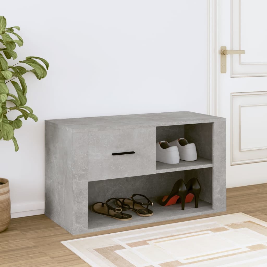 Shoe Cabinet Concrete Grey 80x35x45 cm Wood Material