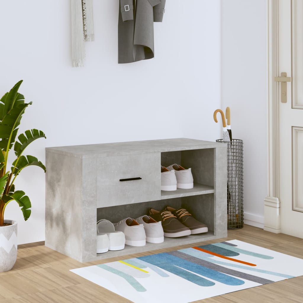 Shoe Cabinet Concrete Grey 80x35x45 cm Wood Material