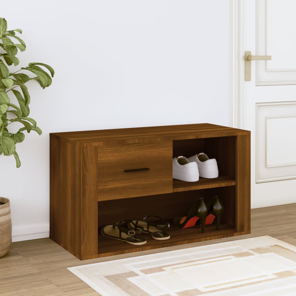 Shoe Cabinet Brown Oak Look 80x35x45 cm Wood Material
