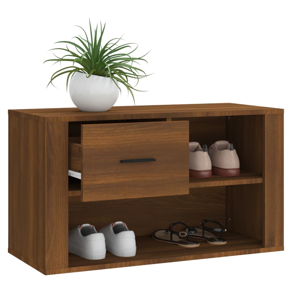 Shoe Cabinet Brown Oak Look 80x35x45 cm Wood Material