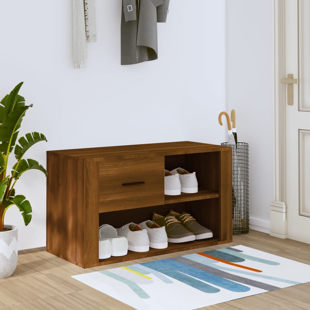 Shoe Cabinet Brown Oak Look 80x35x45 cm Wood Material