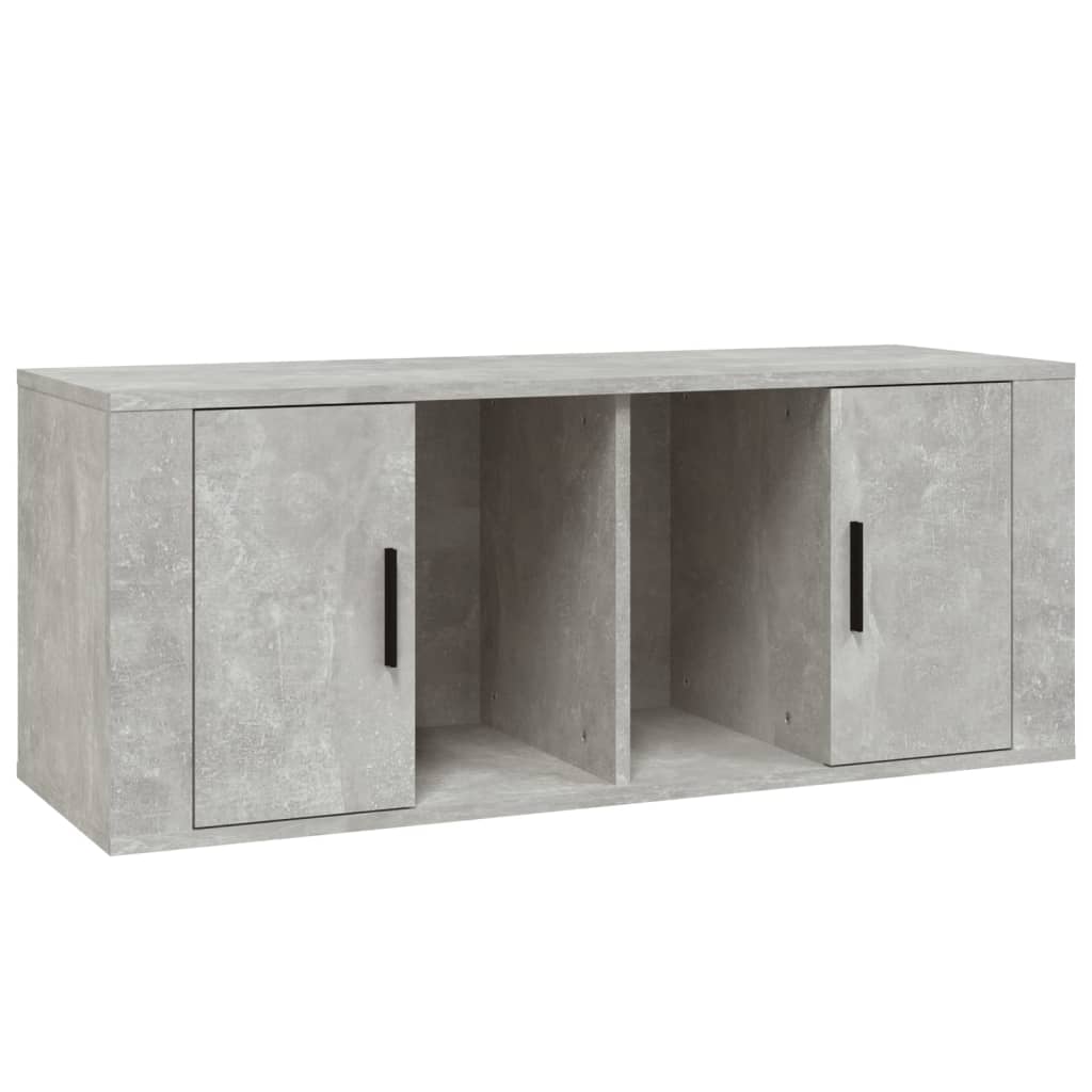 Meuble TV gris béton 100x35x40 cm en bois