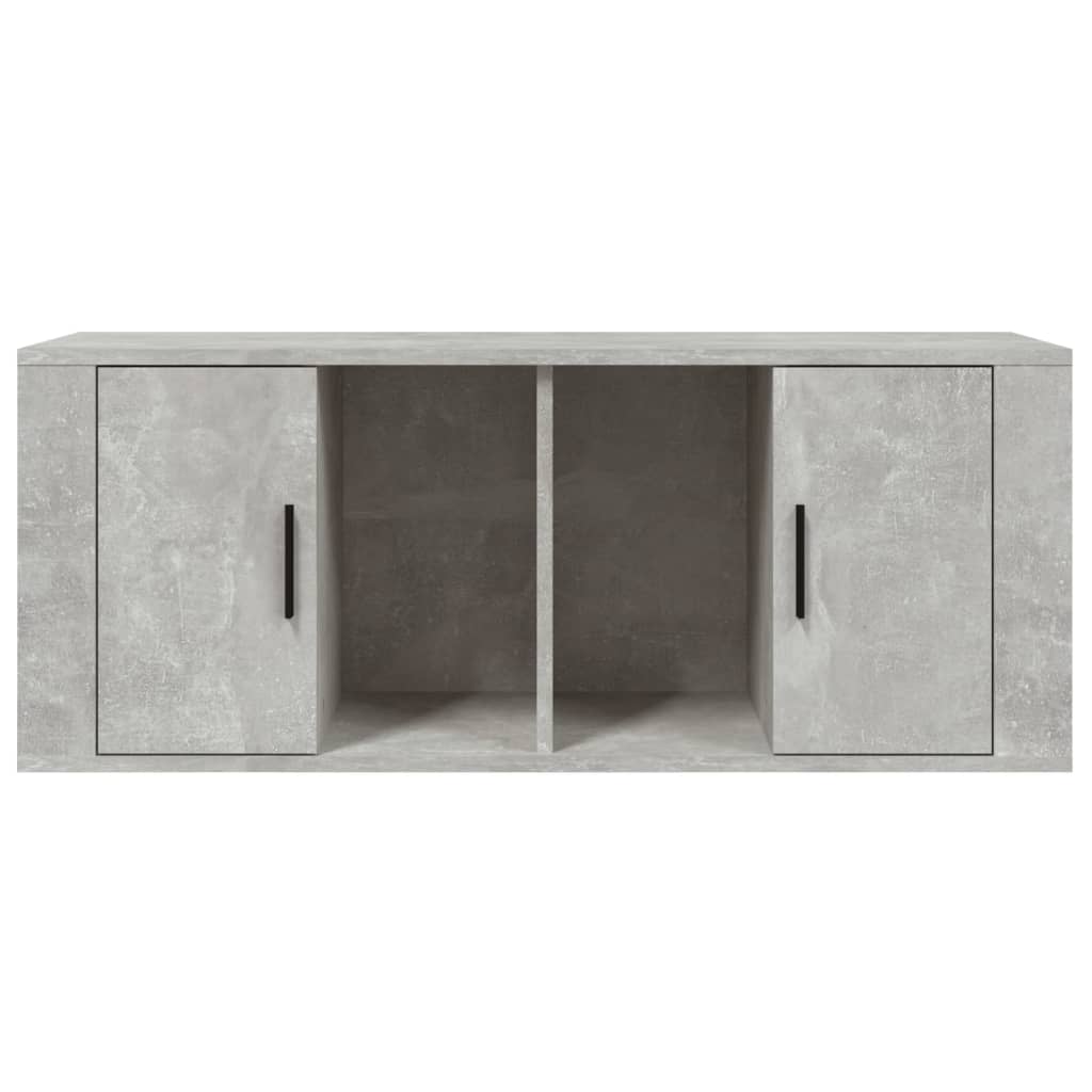 Meuble TV gris béton 100x35x40 cm en bois