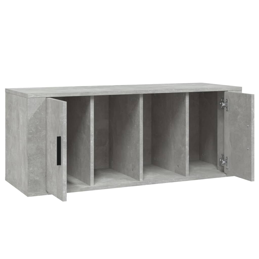 Meuble TV gris béton 100x35x40 cm en bois