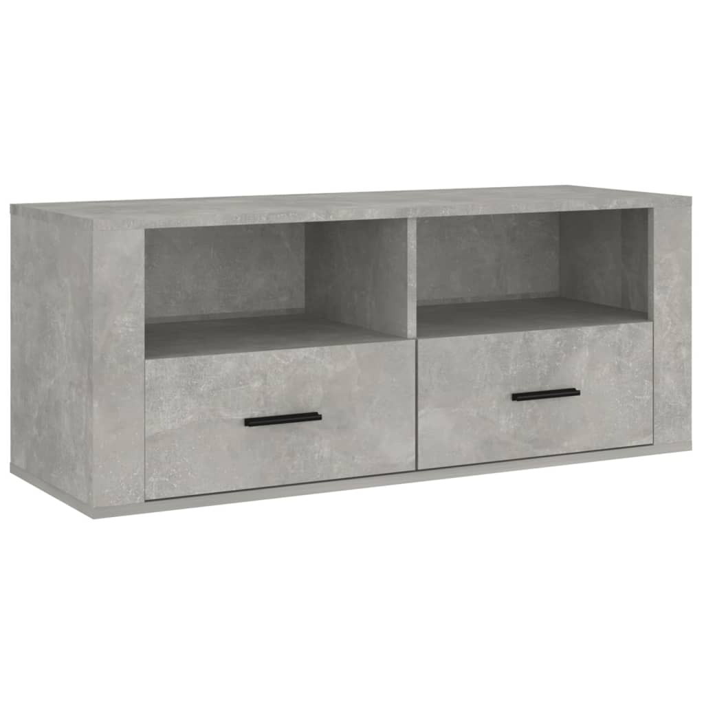 Meuble TV gris béton 100x35x40 cm en bois