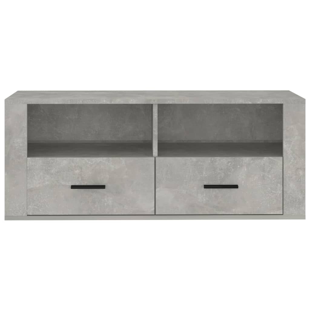 Meuble TV gris béton 100x35x40 cm en bois