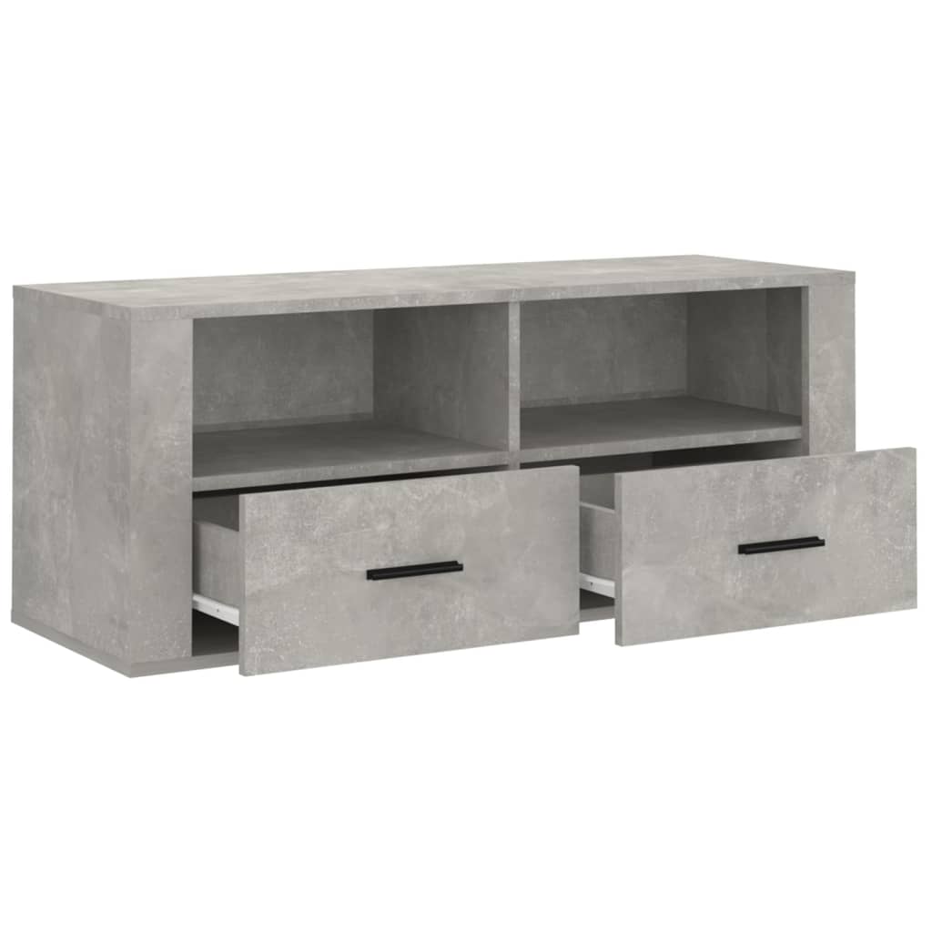 Meuble TV gris béton 100x35x40 cm en bois