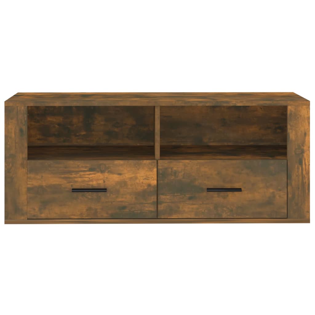 Meuble TV chêne fumé 100x35x40 cm matériau bois