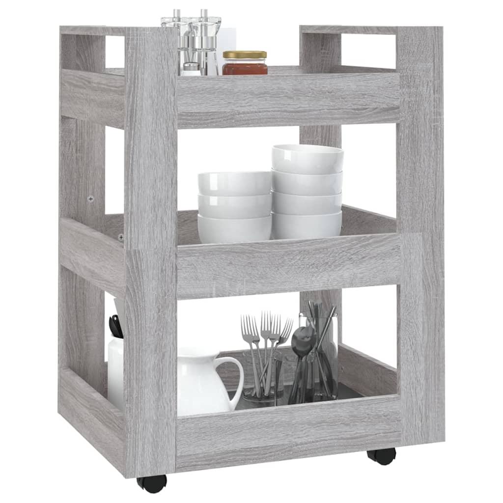 Chariot de cuisine gris Sonoma 60x45x80 cm en bois