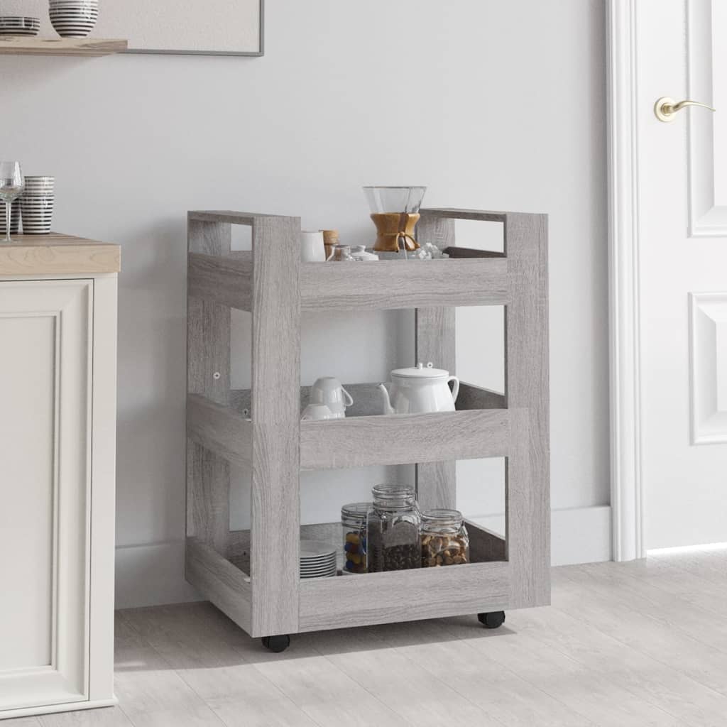 Chariot de cuisine gris Sonoma 60x45x80 cm en bois