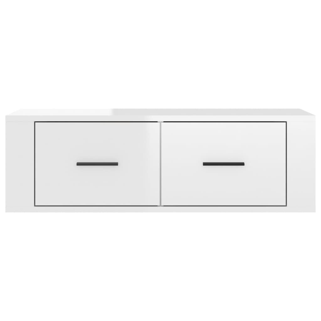 Meuble TV mural blanc brillant 80x36x25 cm en bois