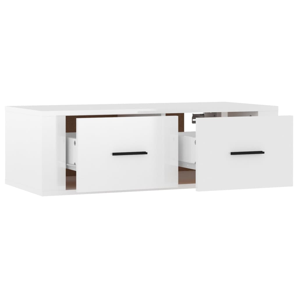 Meuble TV mural blanc brillant 80x36x25 cm en bois