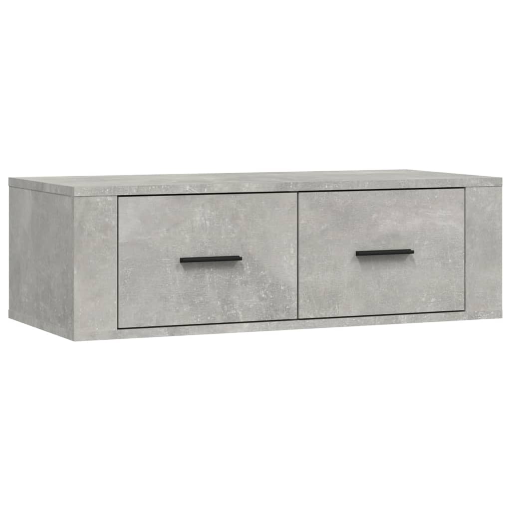 Meuble TV mural gris béton 80x36x25 cm en bois