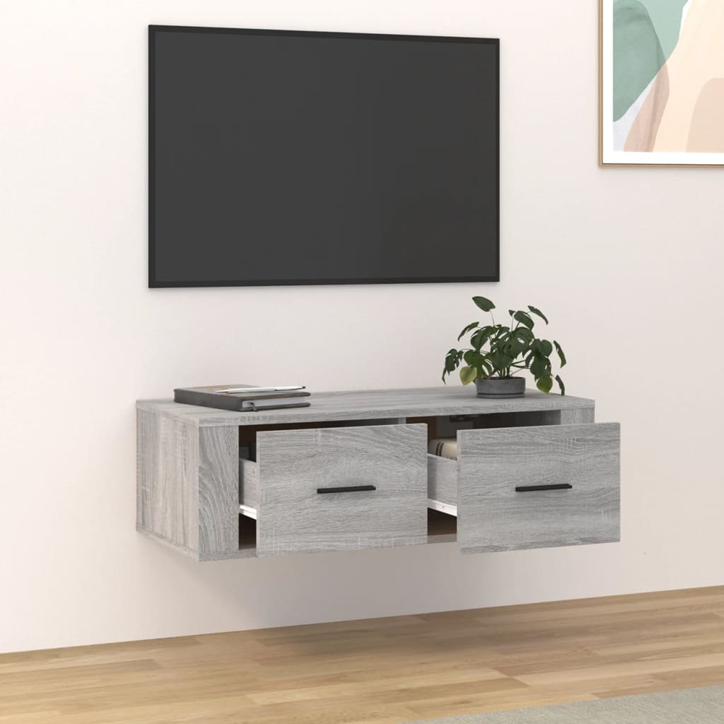 Meuble TV mural gris Sonoma 80x36x25 cm en bois