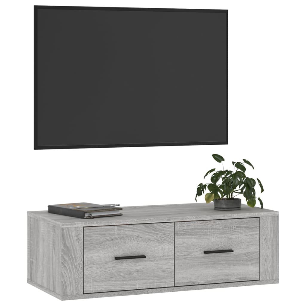 Meuble TV mural gris Sonoma 80x36x25 cm en bois