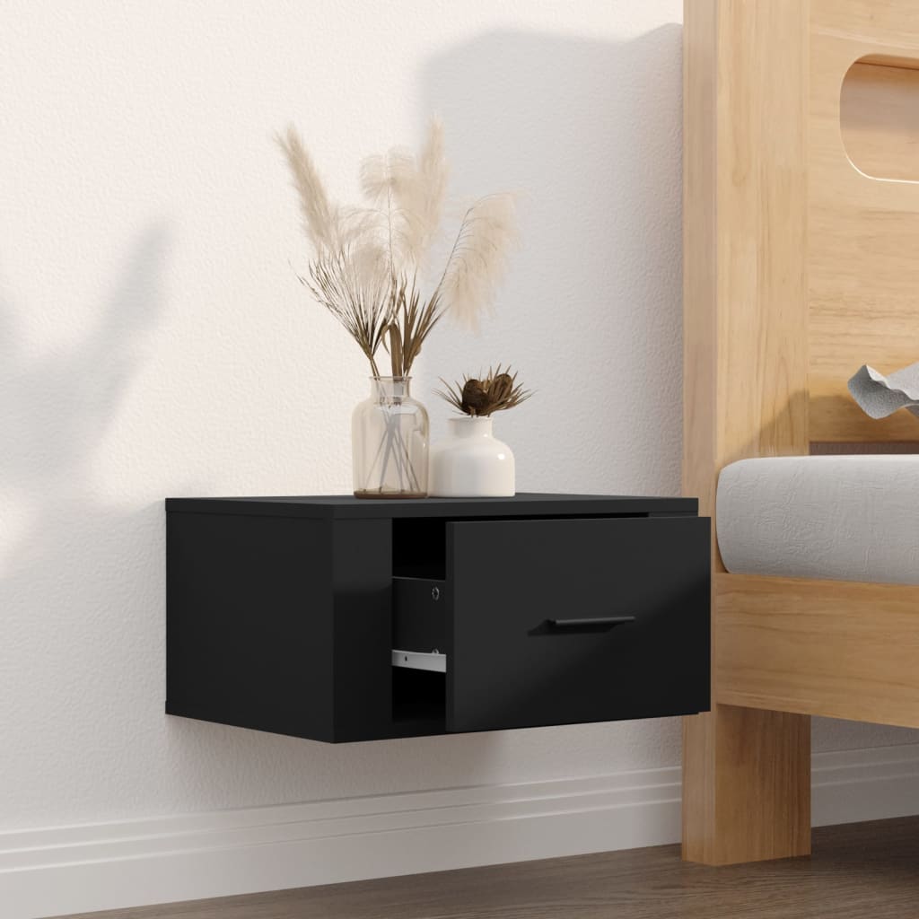 Wand-Nachttisch Schwarz 50x36x25 cm