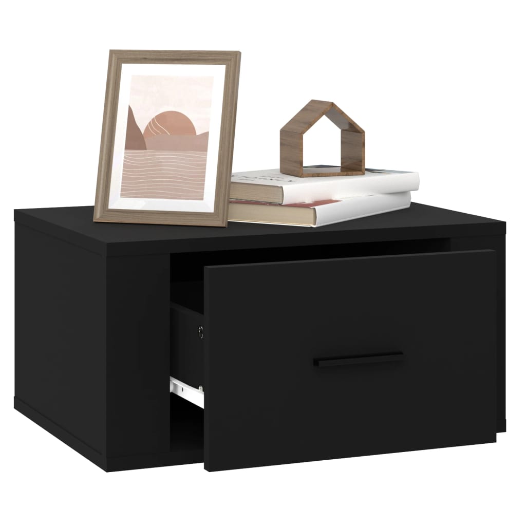 Wand-Nachttisch Schwarz 50x36x25 cm