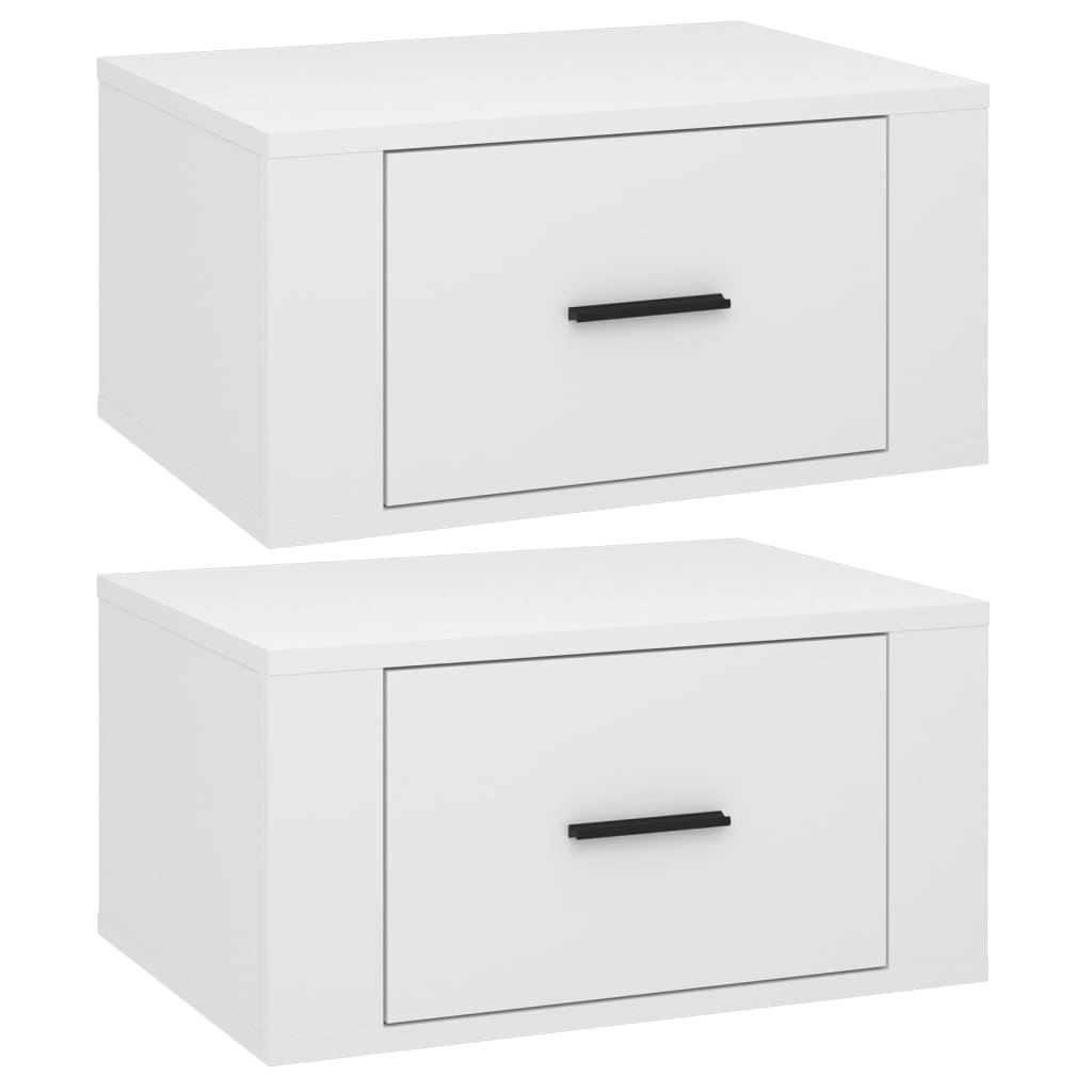 Tables de chevet murales 2 pcs. blanc brillant 50x36x25 cm