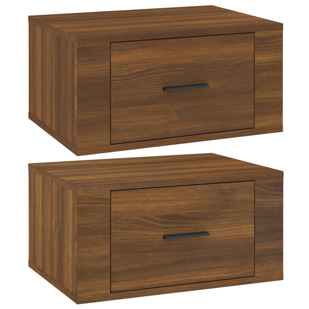 Tables de chevet murales 2 pcs. Aspect chêne marron 50x36x25 cm