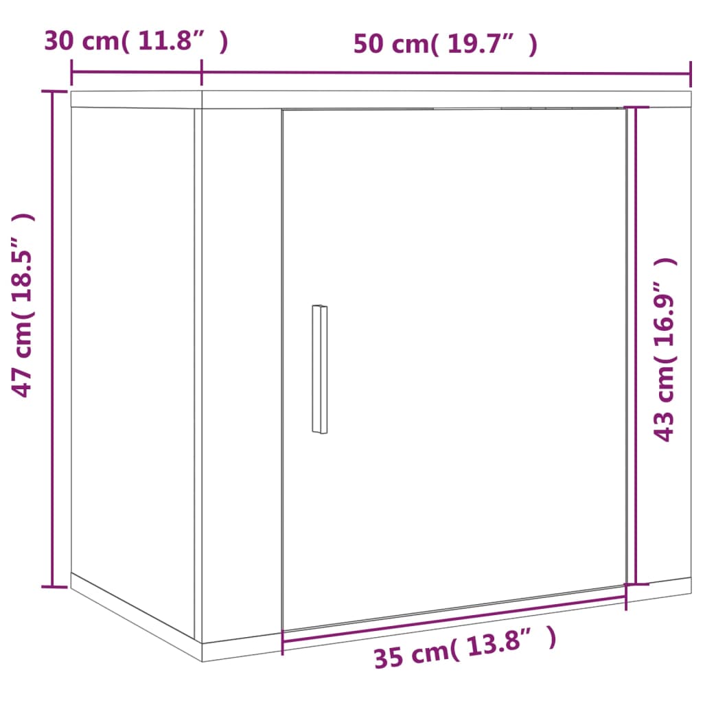 Table de chevet murale noire 50x30x47 cm