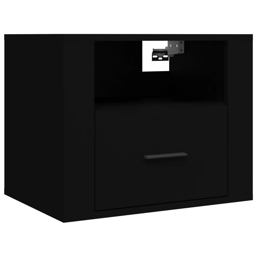 Table de chevet murale noire 50x36x40 cm