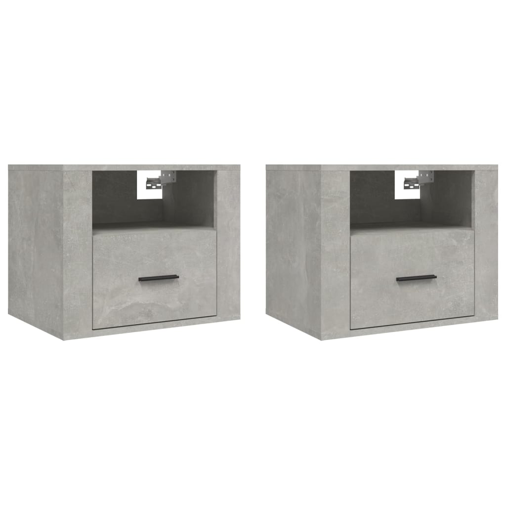 Tables de chevet murales 2 pcs gris béton 50x36x40 cm