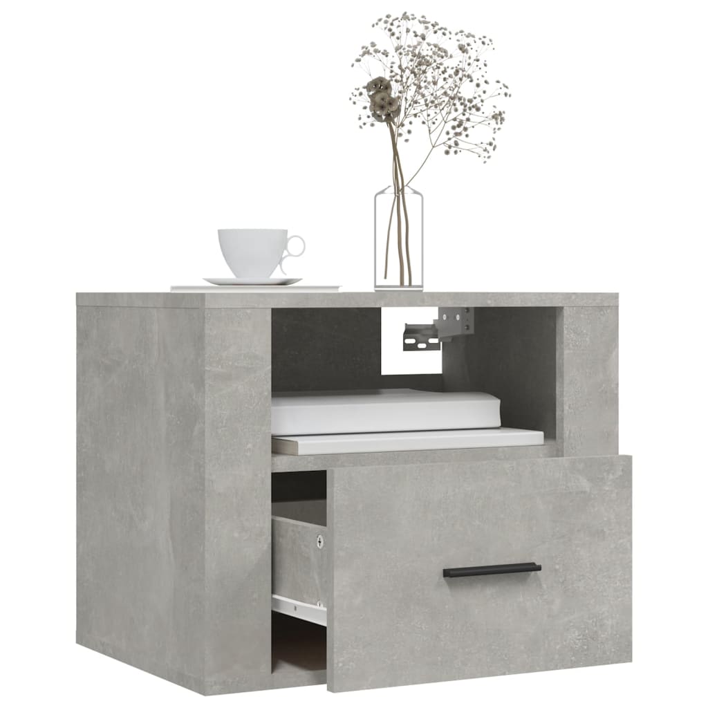 Tables de chevet murales 2 pcs gris béton 50x36x40 cm