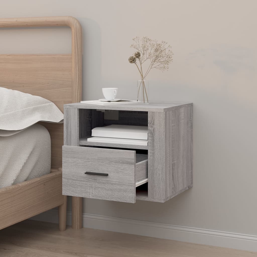 Table de chevet murale, gris Sonoma, 50x36x40 cm