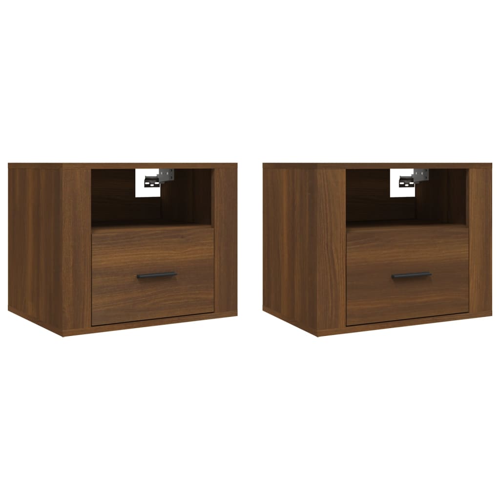 Tables de chevet murales 2 pcs. Aspect chêne brun 50x36x40 cm