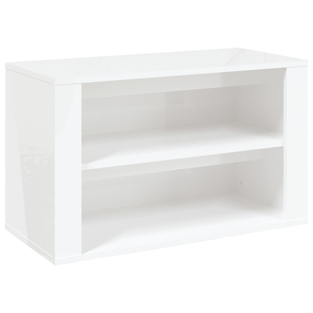 Étagère à chaussures blanc brillant 75x35x45 cm en bois
